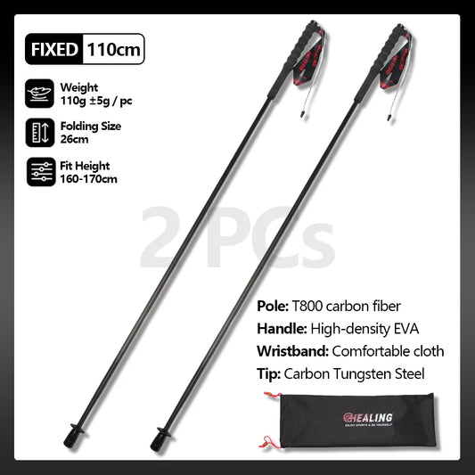 OKHEALING Ultralight Carbon Fiber Trekking Poles 2 Pack Foldable