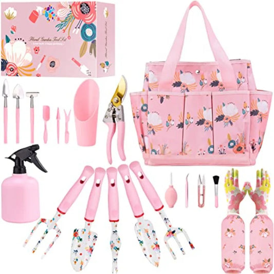 Floral Garden Tools Set Heavy Duty Gardening Trowel Gloves