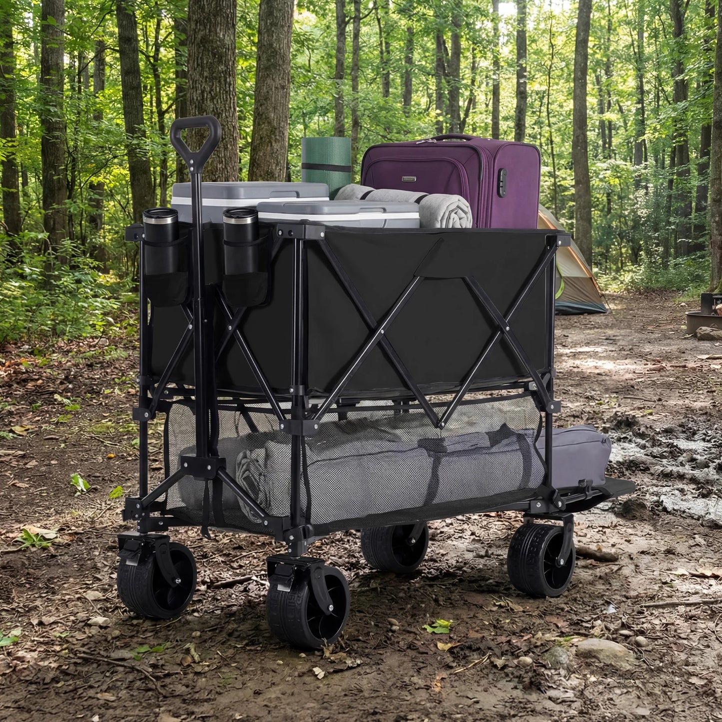 JHK Outdoor Double Decker Wagon Cart 440 Lb Capacity
