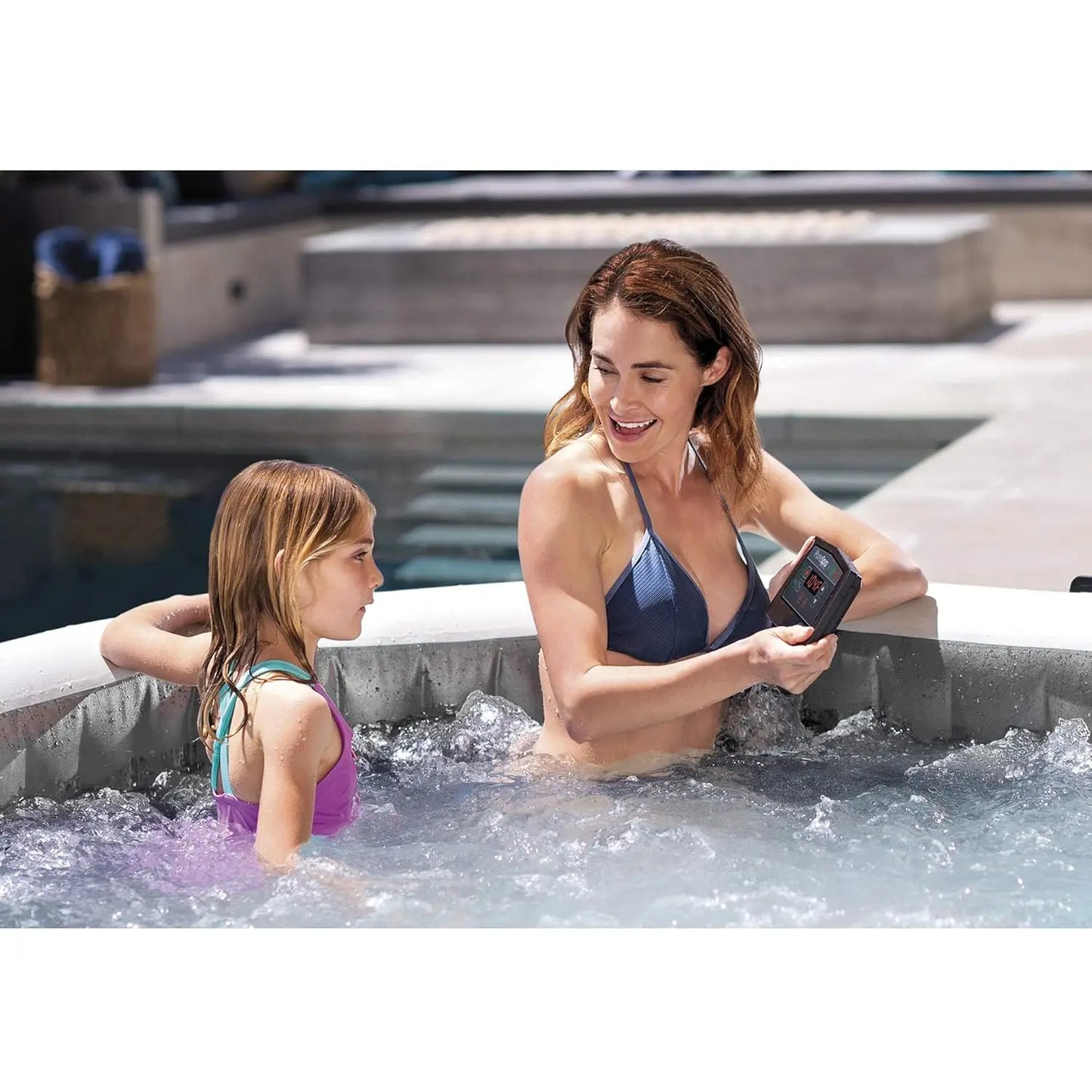 Deluxe Outdoor Inflatable Hot Tub Spa With LED Lights