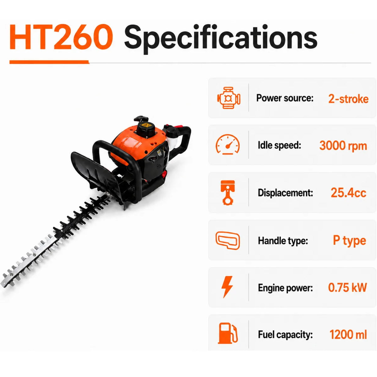 26cc Gas Hedge Trimmer 24 Inch Dual Sided Blade 2 Cycle Engine Garden Trimming Tool for Shrubs Hedges Bushes Yard Maintenance Outdoor Landscaping