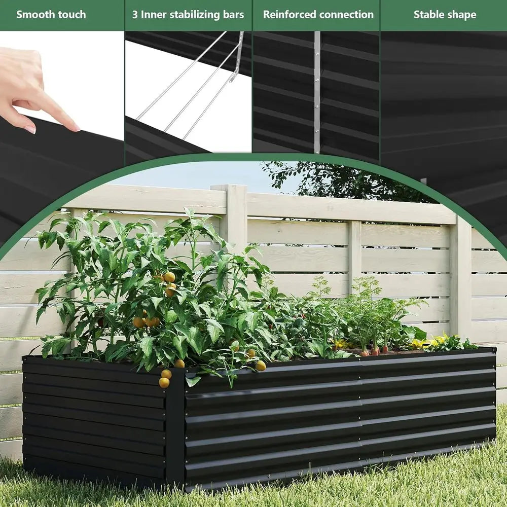 Galvanized Metal Raised Garden Bed Set For Outdoor Gardening