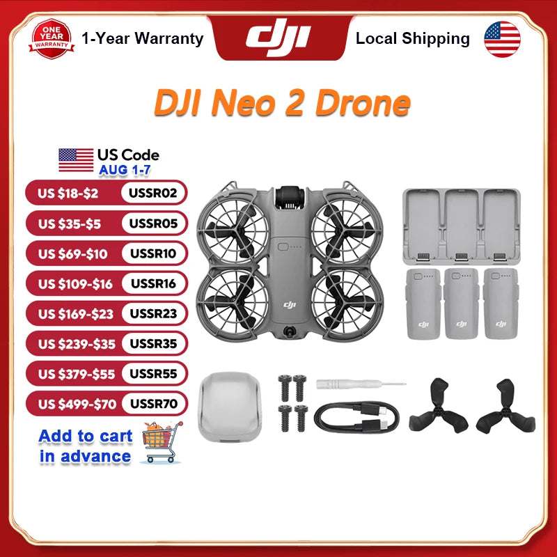 DJI Neo 2 4K Drone With Camera Palm Takeoff Gesture