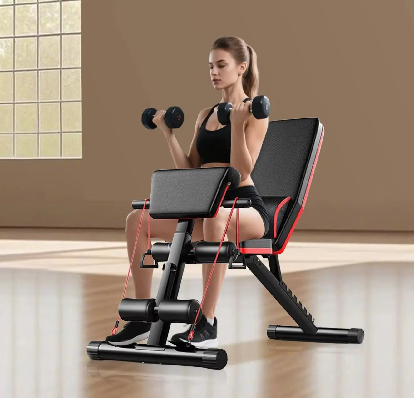 Foldable Weight Bench With Adjustable Height For Home Gym