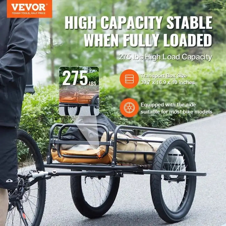 VEVOR Bike Cargo Trailer With Universal Hitch And Foldable 70 To 275 Lb Capacity