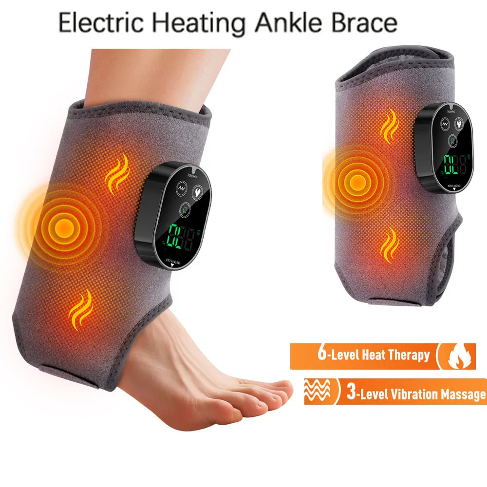 Hailicare Rechargeable Electric Heating Ankle Brace Massager With Hot Compress