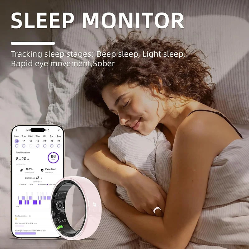 UouNeaCo Ceramic Smart Ring With Charging Case Health Sleep Monitoring