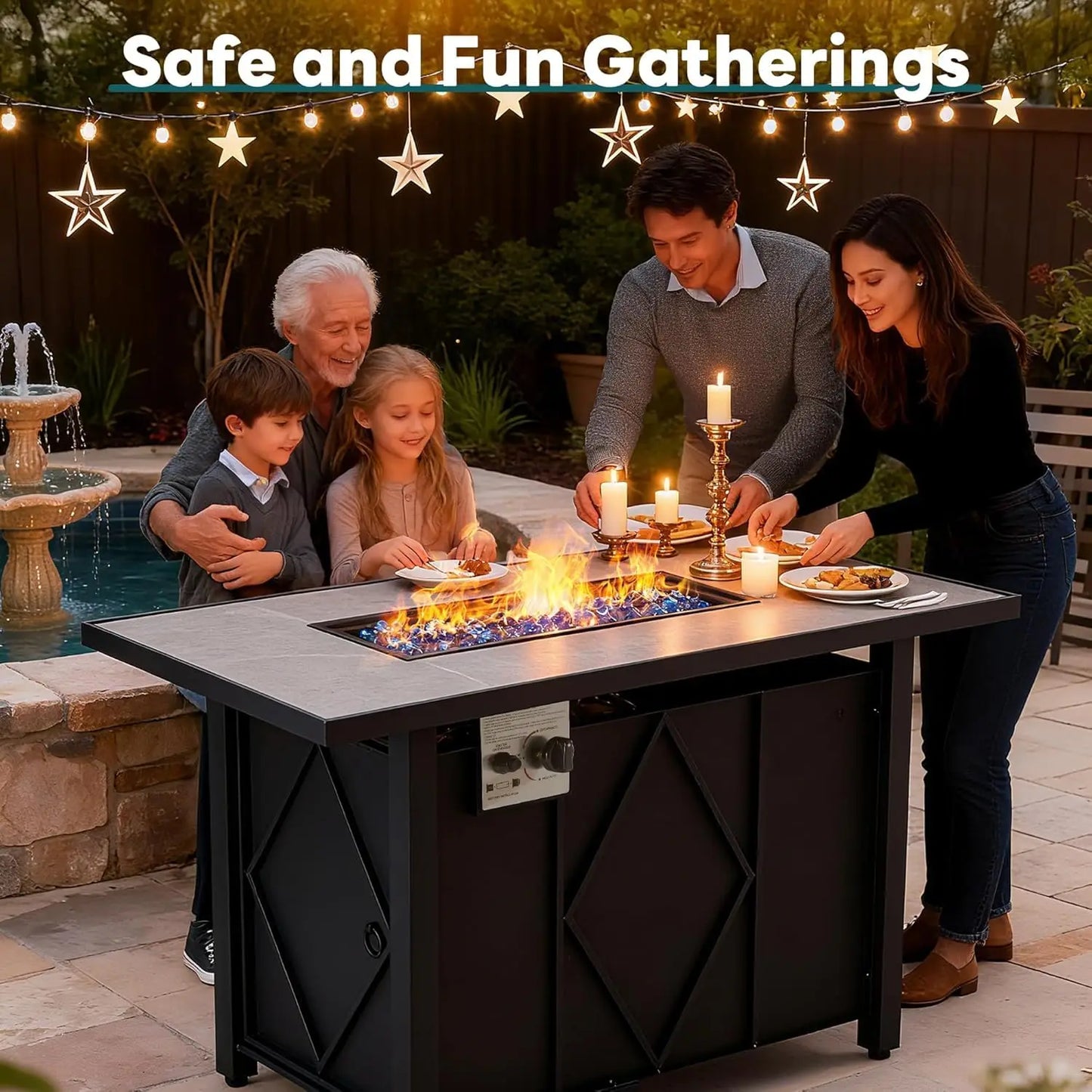 JHK Outdoor Propane Fire Pit Table 50000 BTU CSA Certified