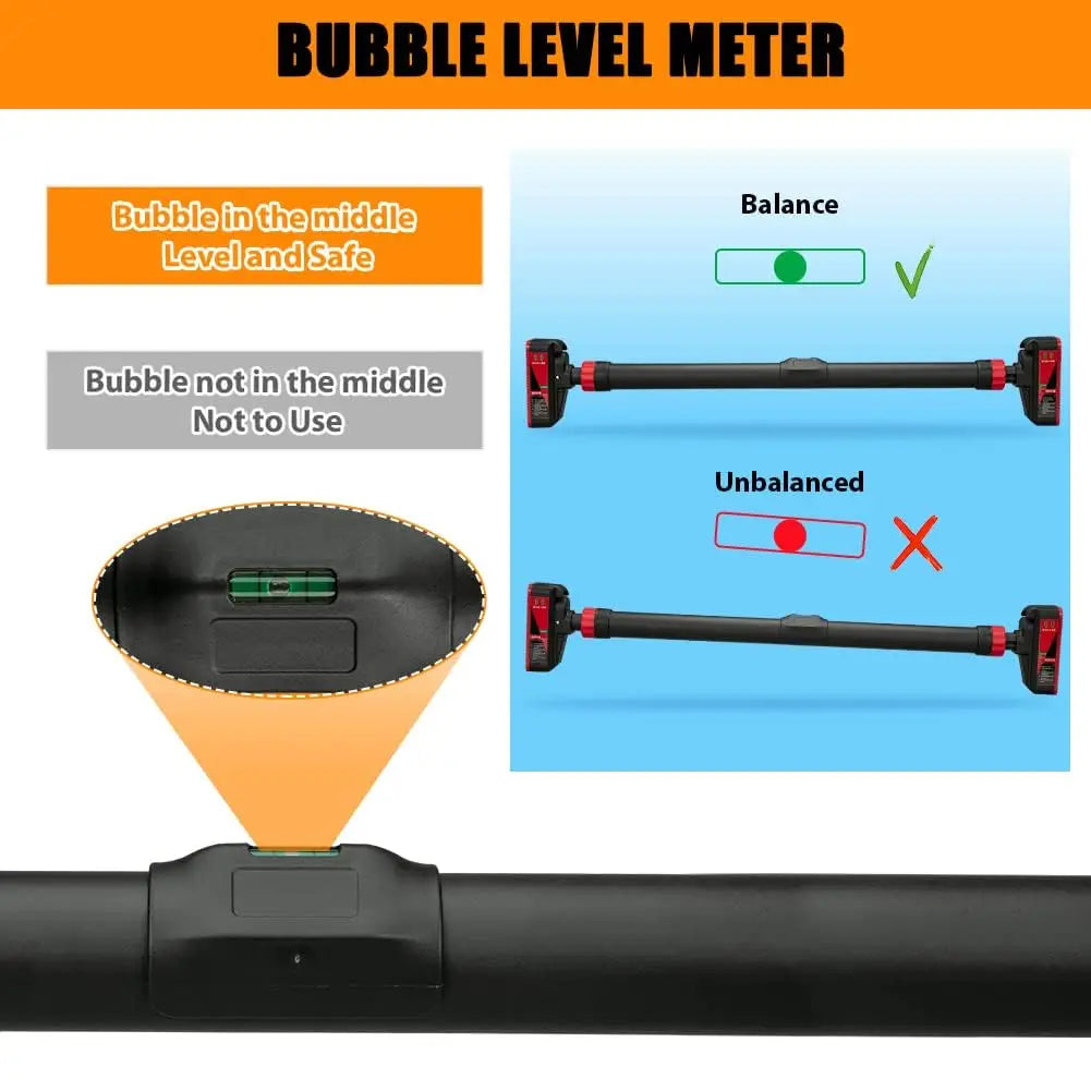 Adjustable Pull Up Bar For Doorway No Screw Chin Up Bar With Level Meter Max Load 440 Lbs Width From 27.6 To 42 Inches Strength Training Bar For Home Gym And Office
