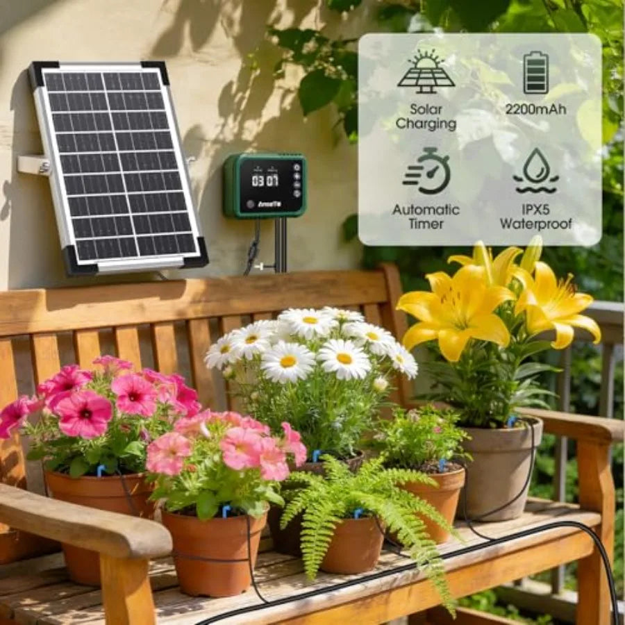 Solar Drip Irrigation System Garden Greenhouse Outdoor Automation
