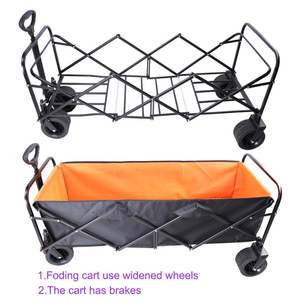 Large Capacity Folding Cart Wagon With Extra Room And Wide Wheels