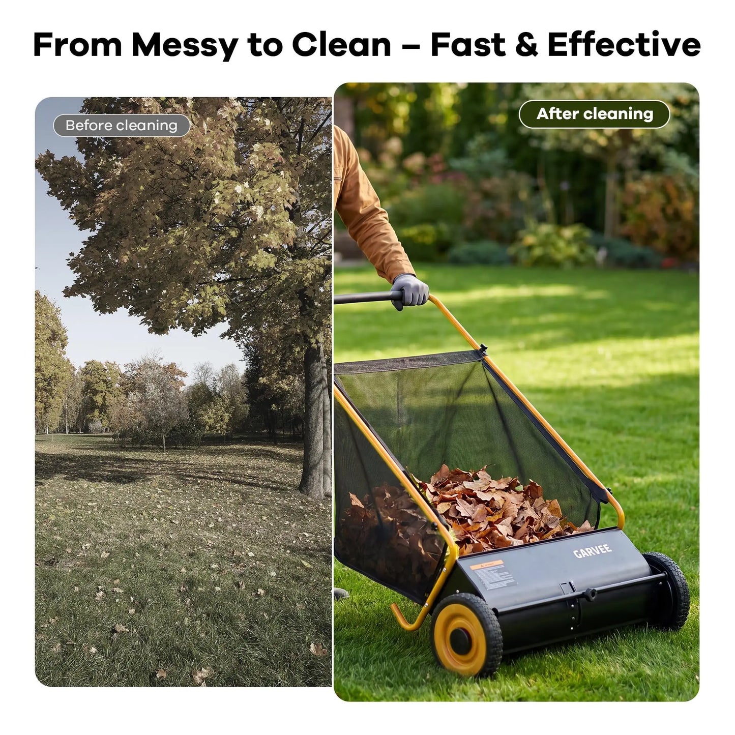 HiMISS Push Lawn Sweeper With Adjustable Brush Height For Grass