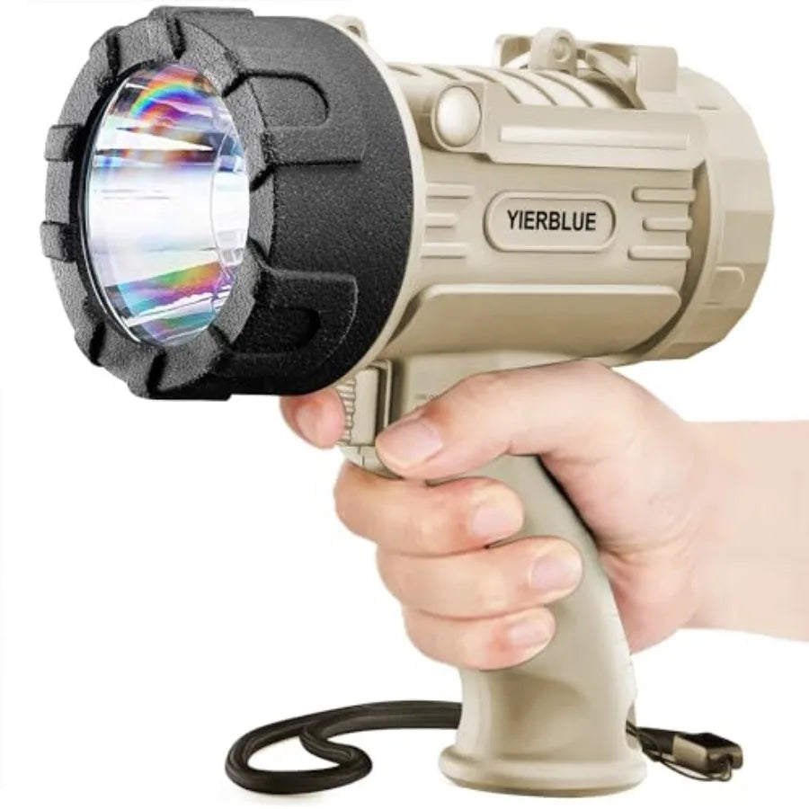 Rechargeable Spotlight Flashlight with 2000000 High Lumen LED, IP67 Waterproof Long Running Spot Light searchlight, Impact Resi