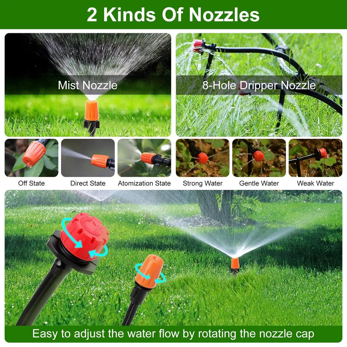 Drip Irrigation Kit Automatic Garden Irrigation System Misting Plant Watering Drip Kit for Garden Greenhouse Flower Bed Patio La
