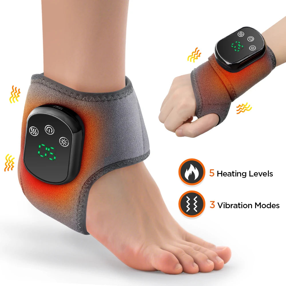 Hailicare Rechargeable Electric Heating Ankle Brace Massager With Hot Compress