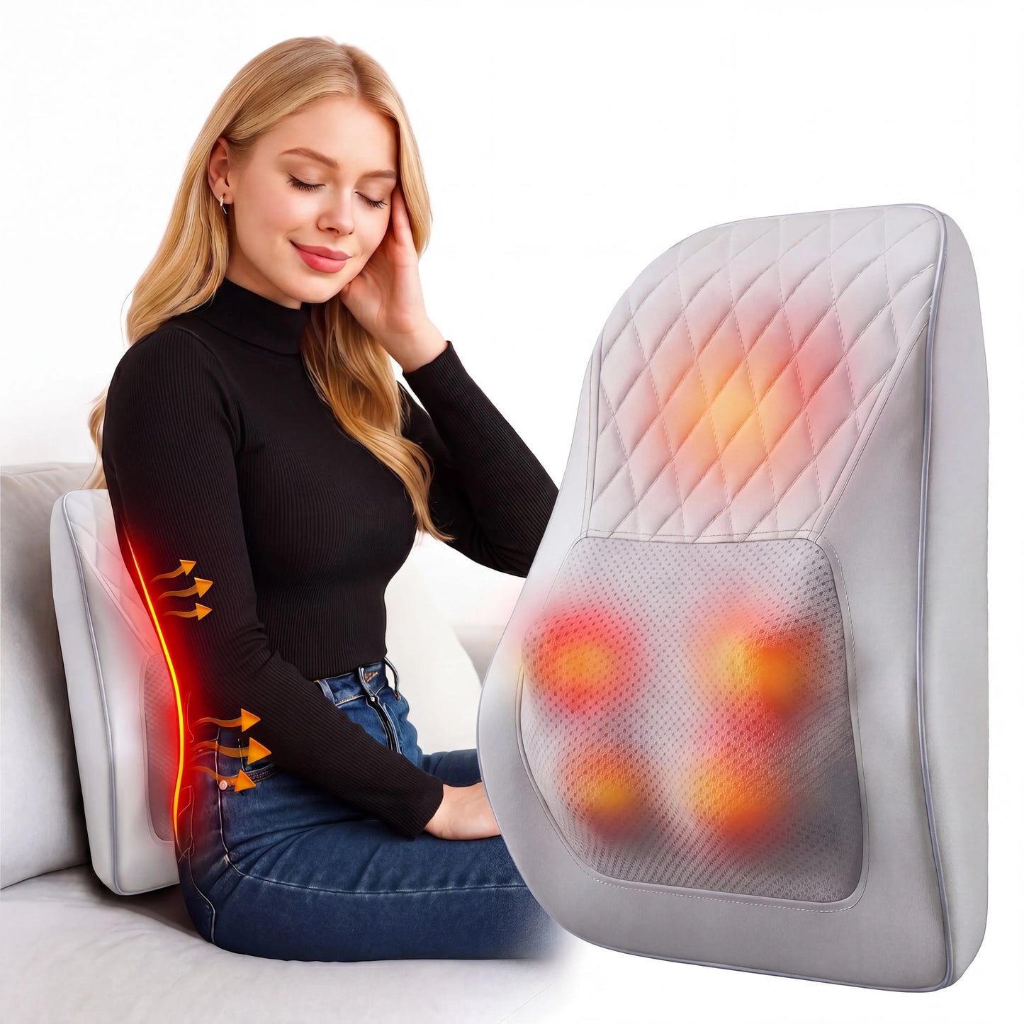 HIMOUTA Neck Back Massager With Heat 3D Kneading Pillow