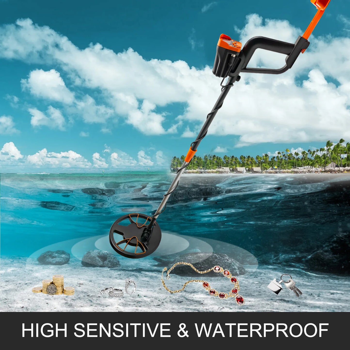 SucceBuy Metal Detector Waterproof Disc Underwater Underground High Accuracy Sensitive LCD Display Humanity for Adults Children