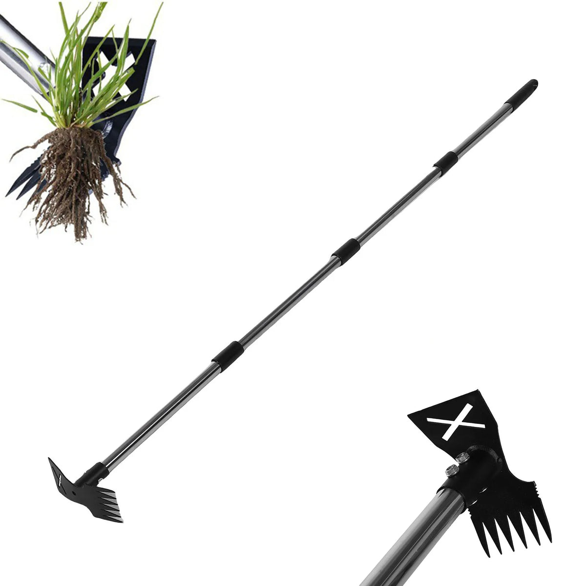 5Pcs Weed Puller Tool w Long Handle 60in Manual Weeder Remover Tool 2in1 Hand Weed Rake Garden Hoe Uprooting Weeding Pull
