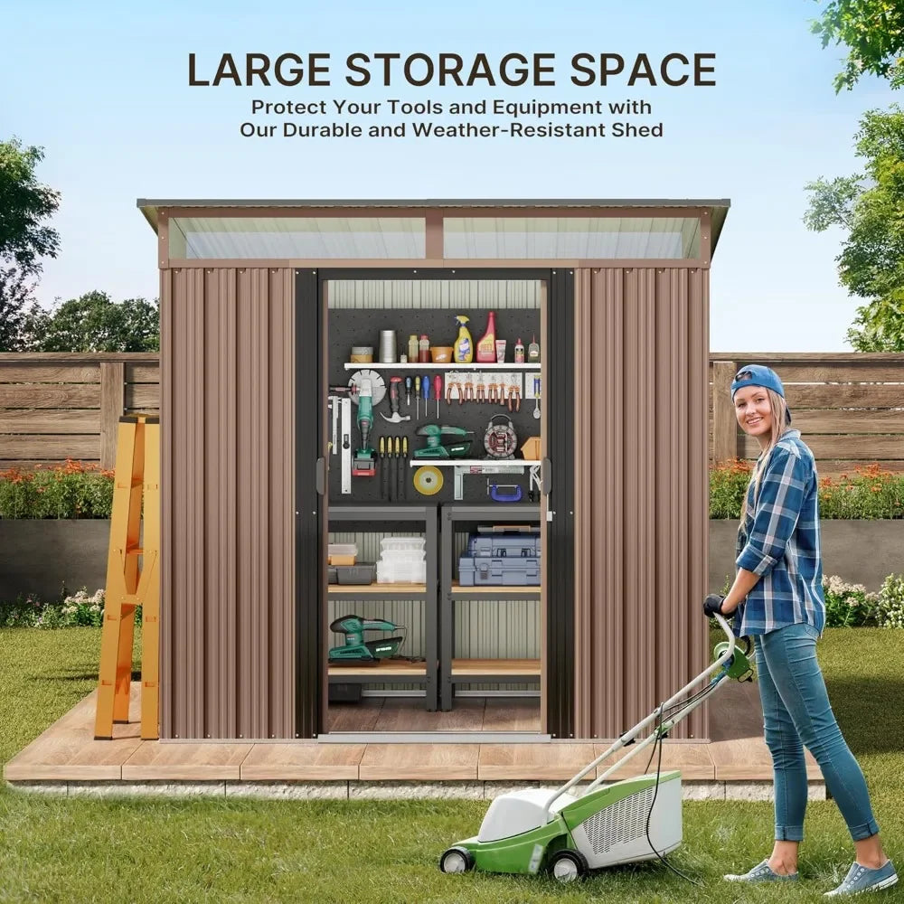 Metal Garden Storage Shed With Sliding Lockable Doors