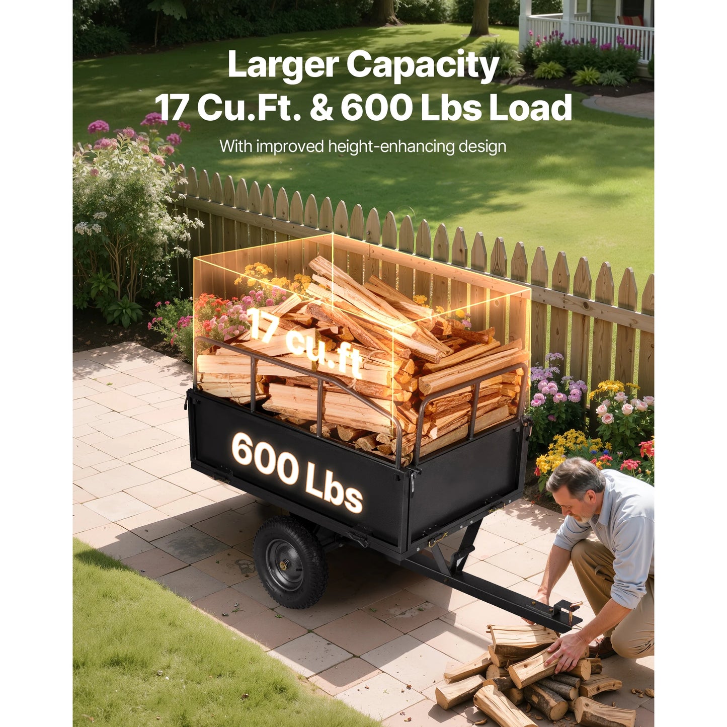 SucceBuy 600Lb Capacity ATV UTV Utility Trailer For Lawn Mower