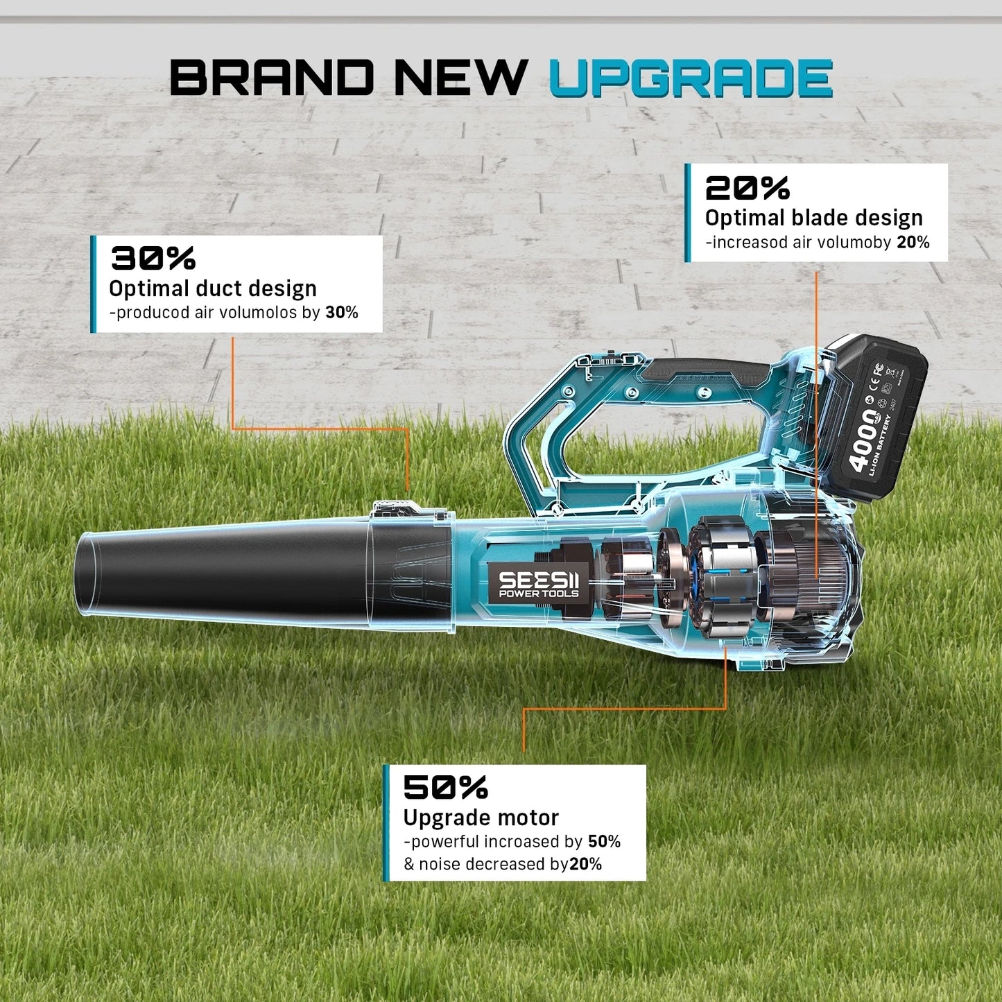 SeeSii Brushless Turbo Leaf Blower 900000RPM 780CFM Cordless Makita 18V