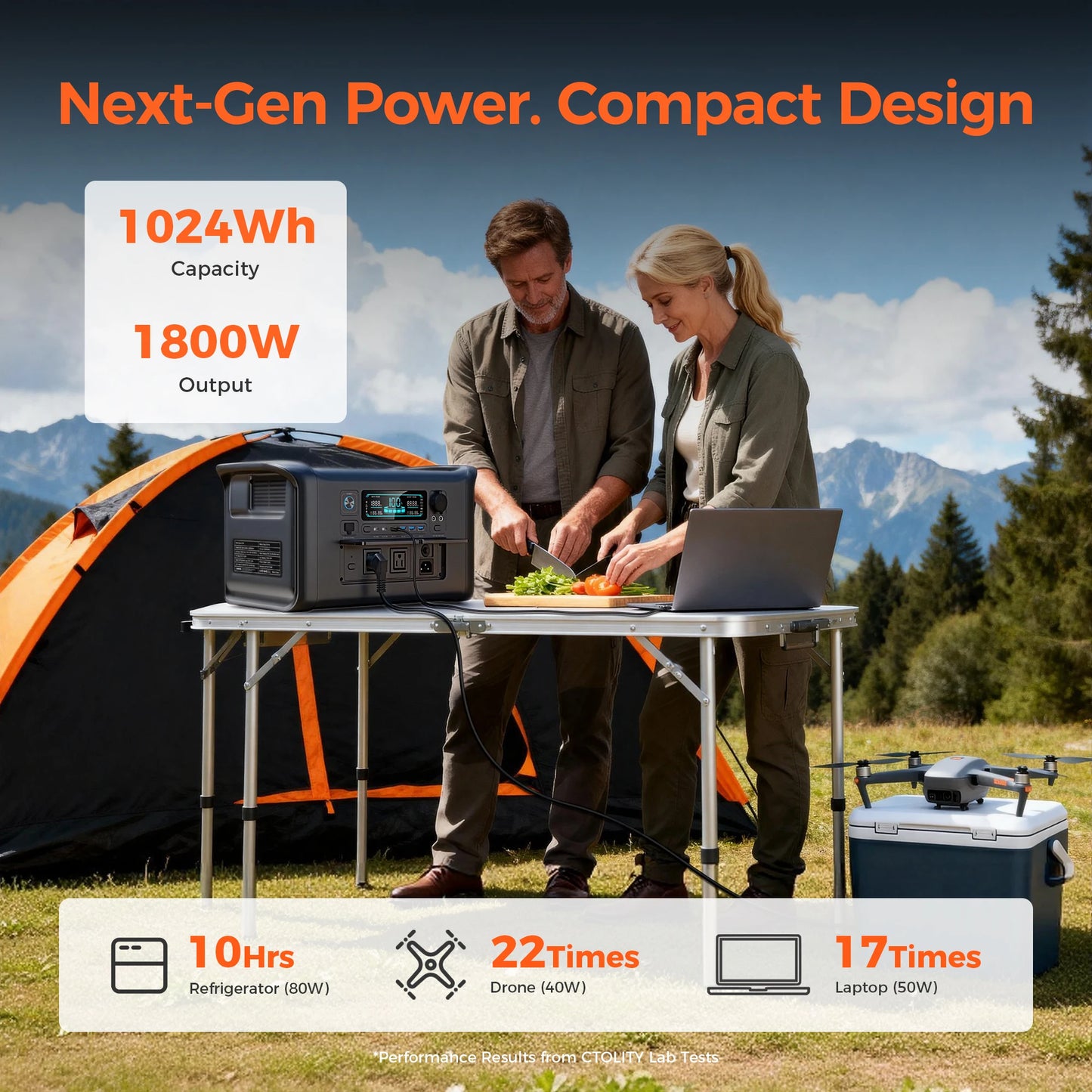 CTOLITY AP1000 1024Wh LiFePO4 Portable Power Station 100 240V