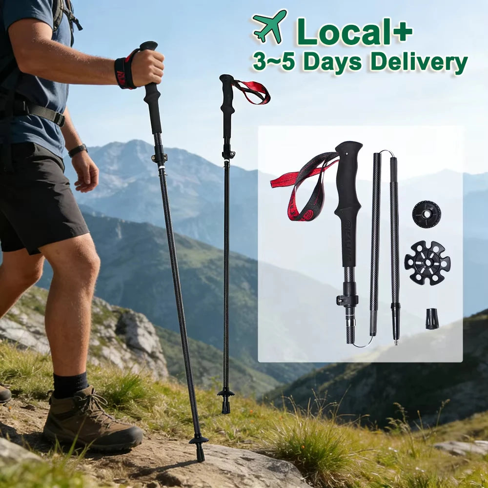 OKHEALING Carbon Fiber Folding Trekking Poles For Hiking And Climbing