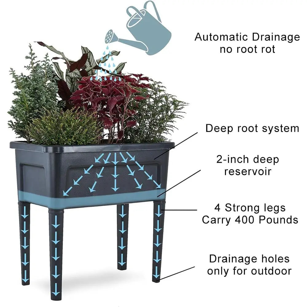 Plastic Elevated Garden Beds 4 Piece Set Flowers Veggies Herbs