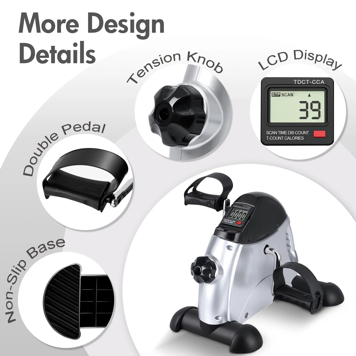 Mini Under Desk Pedal Exerciser Bike Multi-Function Motorized Digital With LCD Screen Display for Leg Arm and Knee for Elderly