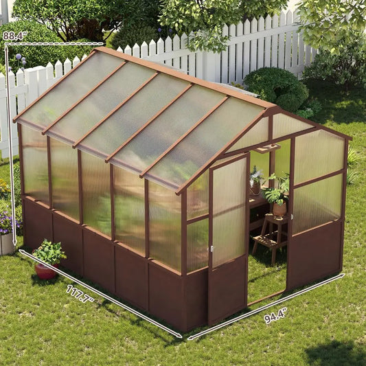 Walk-in Greenhouse Kit With Natural Cedar Frame And Polycarbonate Panels
