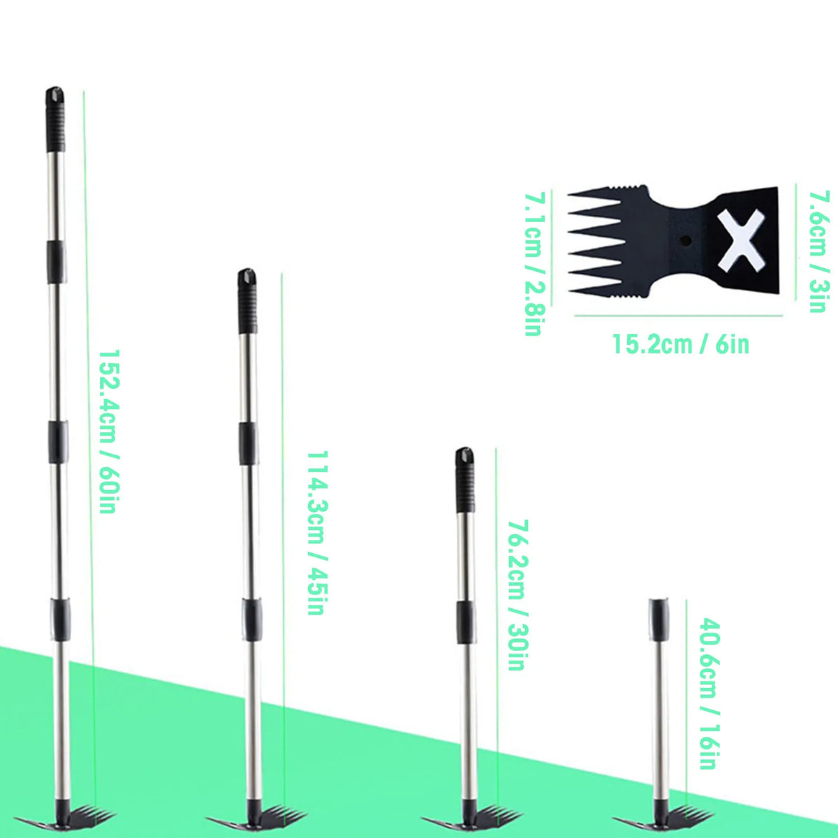 5Pcs Weed Puller Tool w Long Handle 60in Manual Weeder Remover Tool 2in1 Hand Weed Rake Garden Hoe Uprooting Weeding Pull