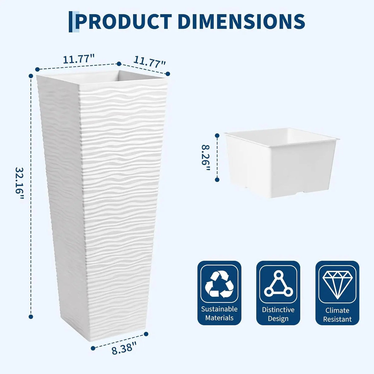 Tacleekii Rectangular Outdoor Planters 24inch 32inch Large Modern Planter Boxes with Removable Liners for Indoor Outdoor Plants Patio Porch Backyard