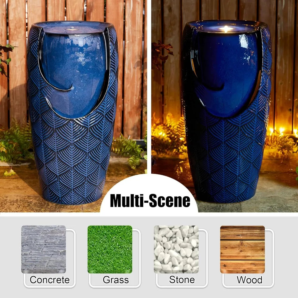 Ceramic Vase Outdoor Water Fountain for Patio Garden