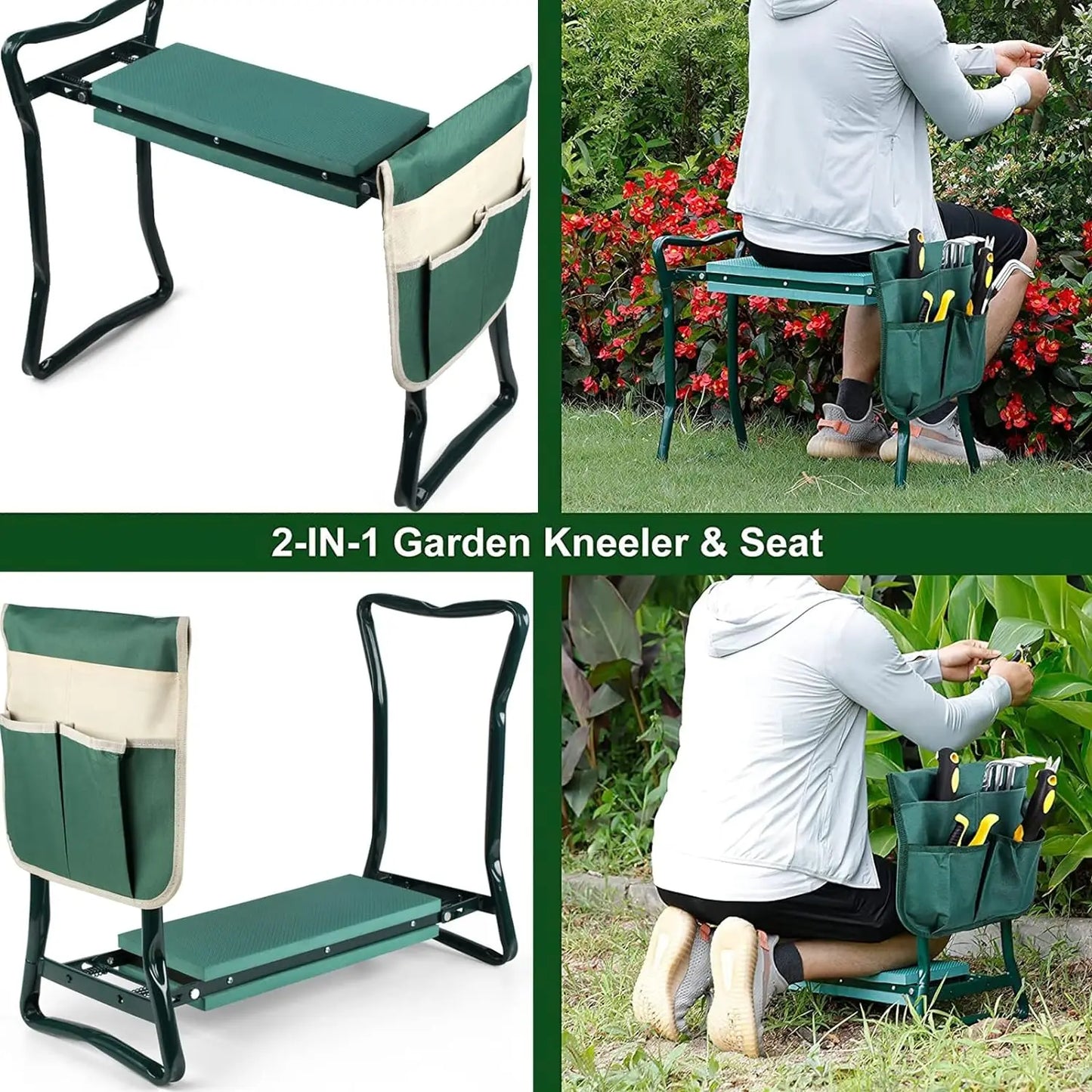 Garden Kneeler And Seat Upgraded Folding Bench Portable With Foam