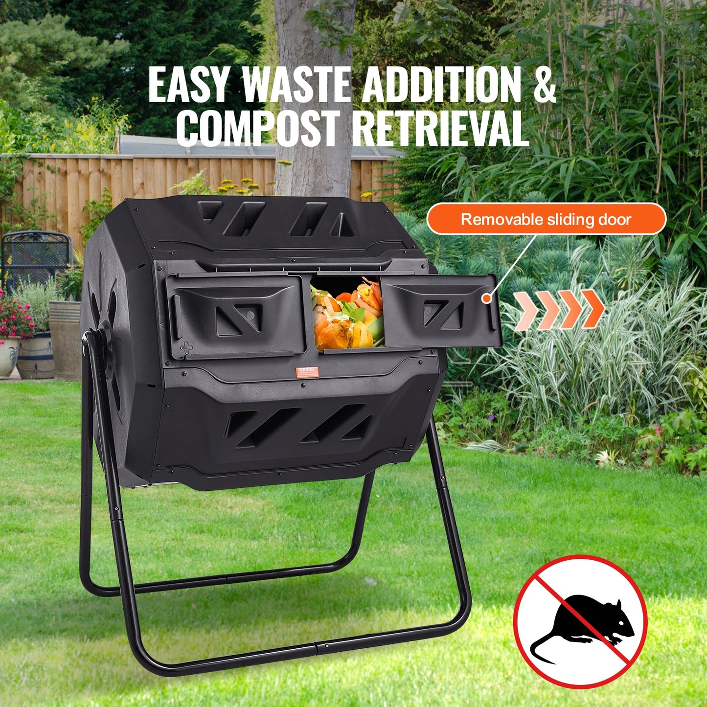 Dual Chamber Tumbling Composter Bin For Garden And Yard