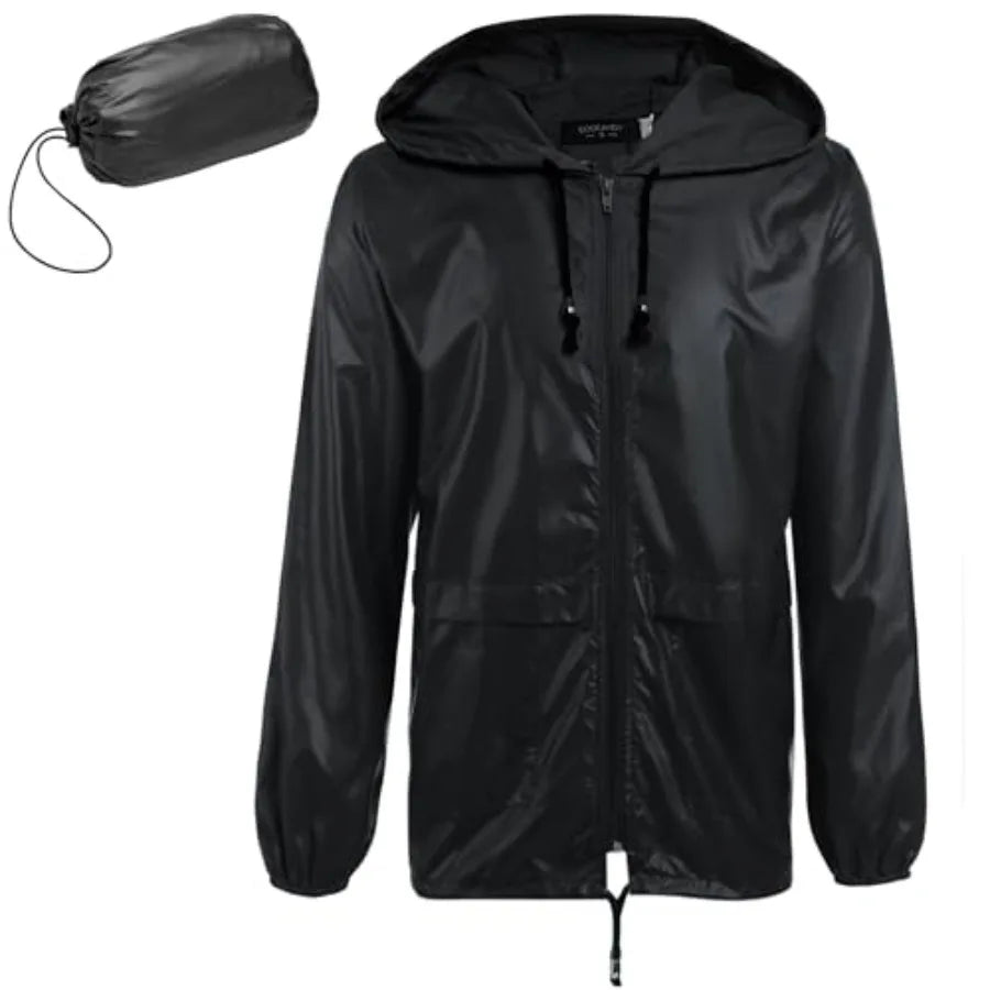 Packable Hooded Rain Jacket Waterproof for Outdoor Travel and Hiking