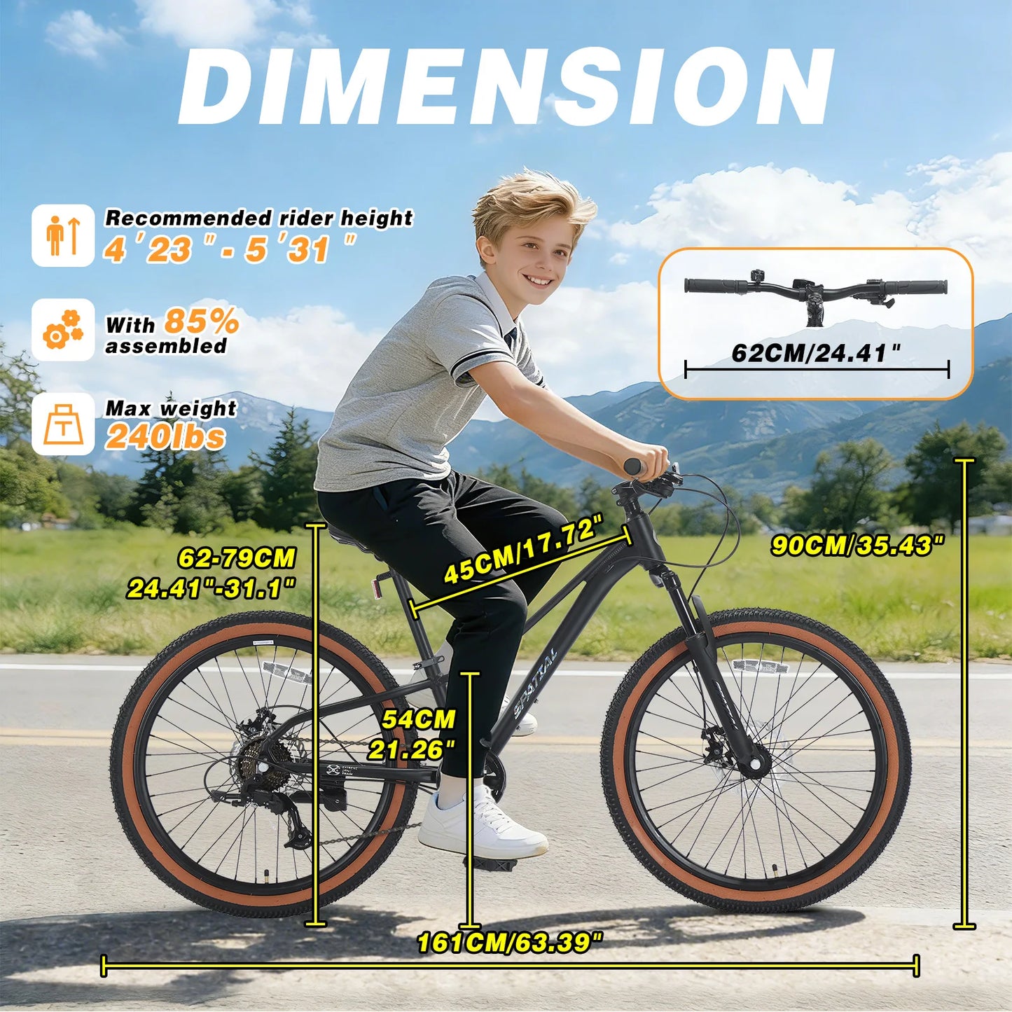 Spatial 7 Speed Aluminum Hardtail Mountain Bike With Disc Brakes