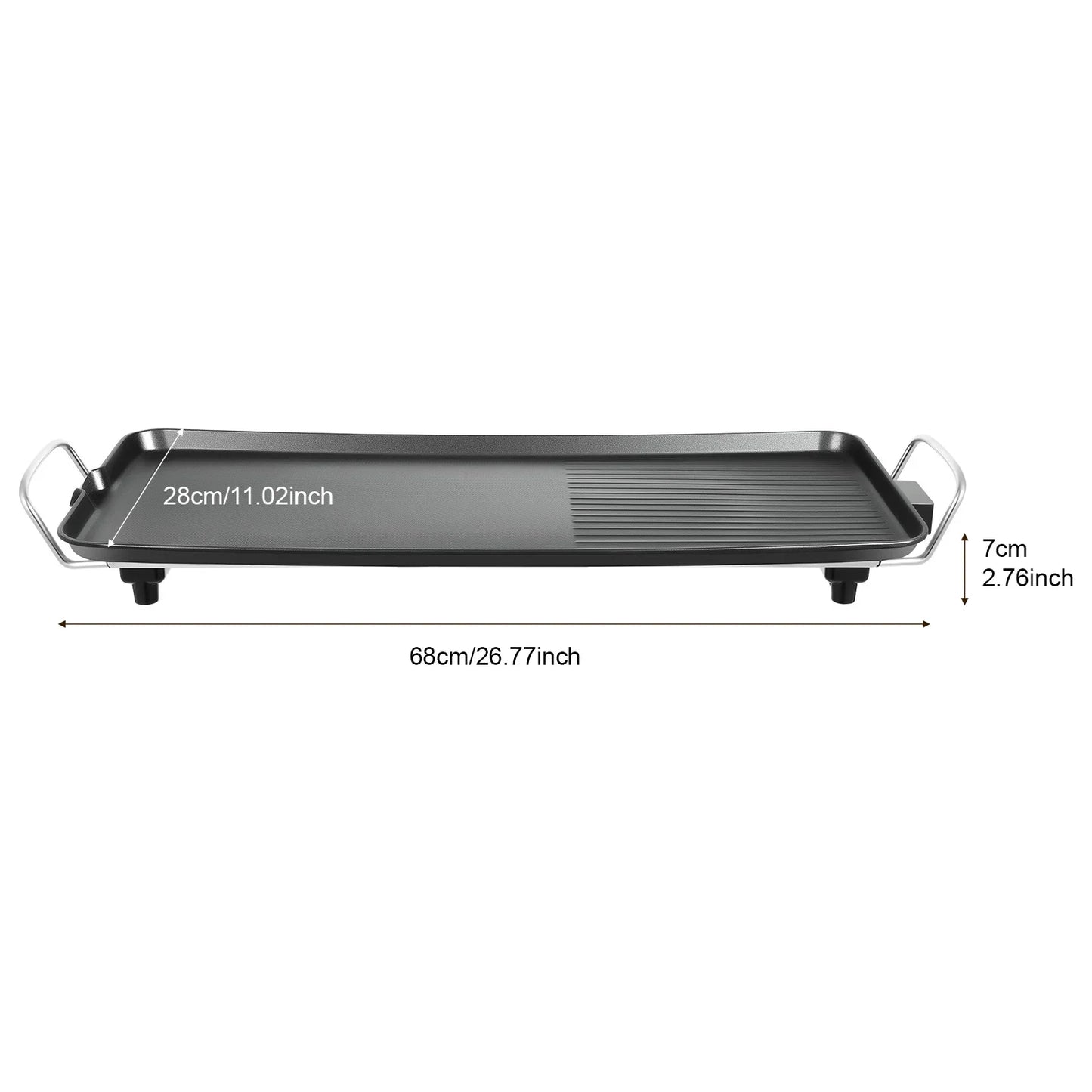 Electric Barbecue Grill, Outdoor Extra Larger Griddle Grill, 1500W Nonstick Electric Grill Plate, 5 Adjustable Temperature