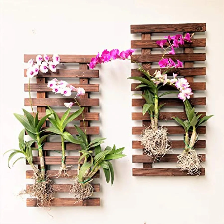 Vertical Hanging Outdoor Planters Bundle: 2 Wooden Plant Holders + 6 White Metal Pot For Fence, Deck, Patio, Or Porch Use