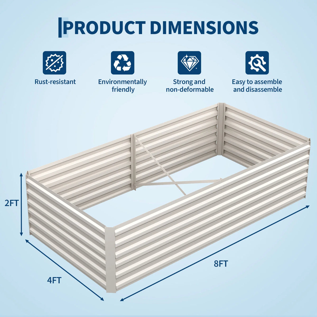 Galvanized Metal Raised Garden Bed - 24" Tall Rust-Resistant Planter Box, Open Bottom Planter with Drainage for Vegetables/Flowers/Herbs