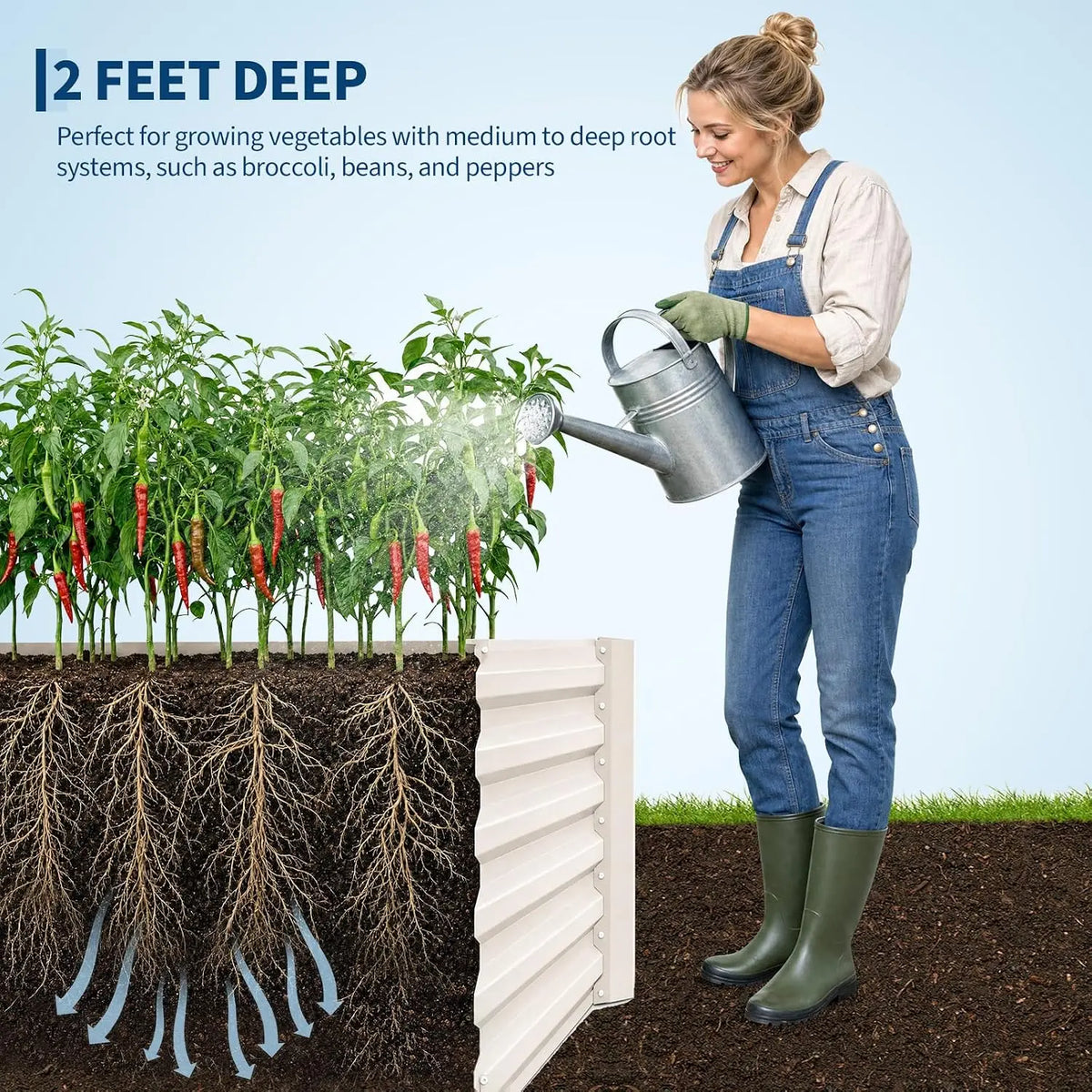 Tacleekii 6x3x2ft Galvanized Raised Garden Bed, Outdoor Metal Planter Box | 0.5mm Thick Steel Raised Garden Kit, 24in Deep. For Vegetables, Herbs & Flowers. Rust-resistant
