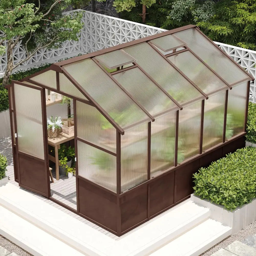 Walk-in Greenhouse Kit With Natural Cedar Frame And Polycarbonate Panels