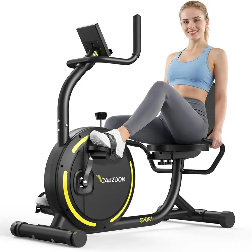 Recumbent Exercise Bike or Home Heavy-Duty Stationary Bike or Seniycle Exercise hine ycle LCD Monitor,265LBS,8 Level ResiBlack
