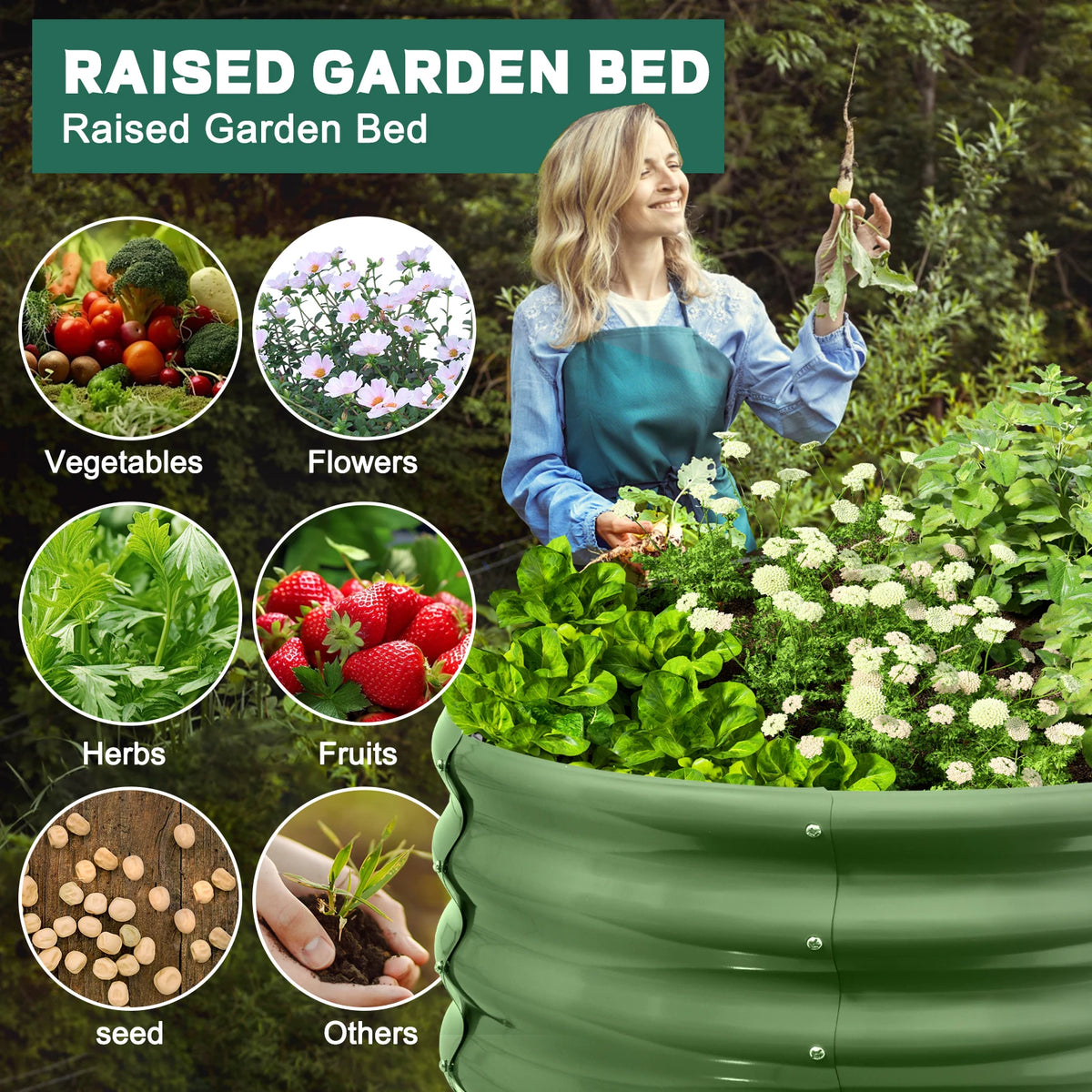 Galvanized Raised Garden Bed Outdoor, Large Raised Bed for Gardening 4×2×1FT Metal Planter Box for Vegetables, Fruits, Flowers, Easy Assembly with Wing Nuts & Safe Rolled Design, Silver/Light Green/ Black/Creamy