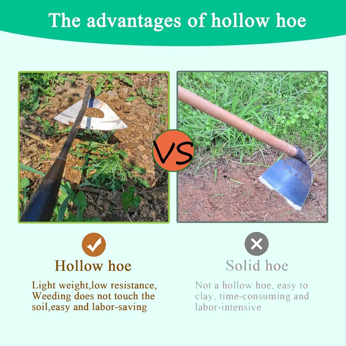 All Steel Hollow Garden Hoe Sharp Weeding Tool For Soil Loosening