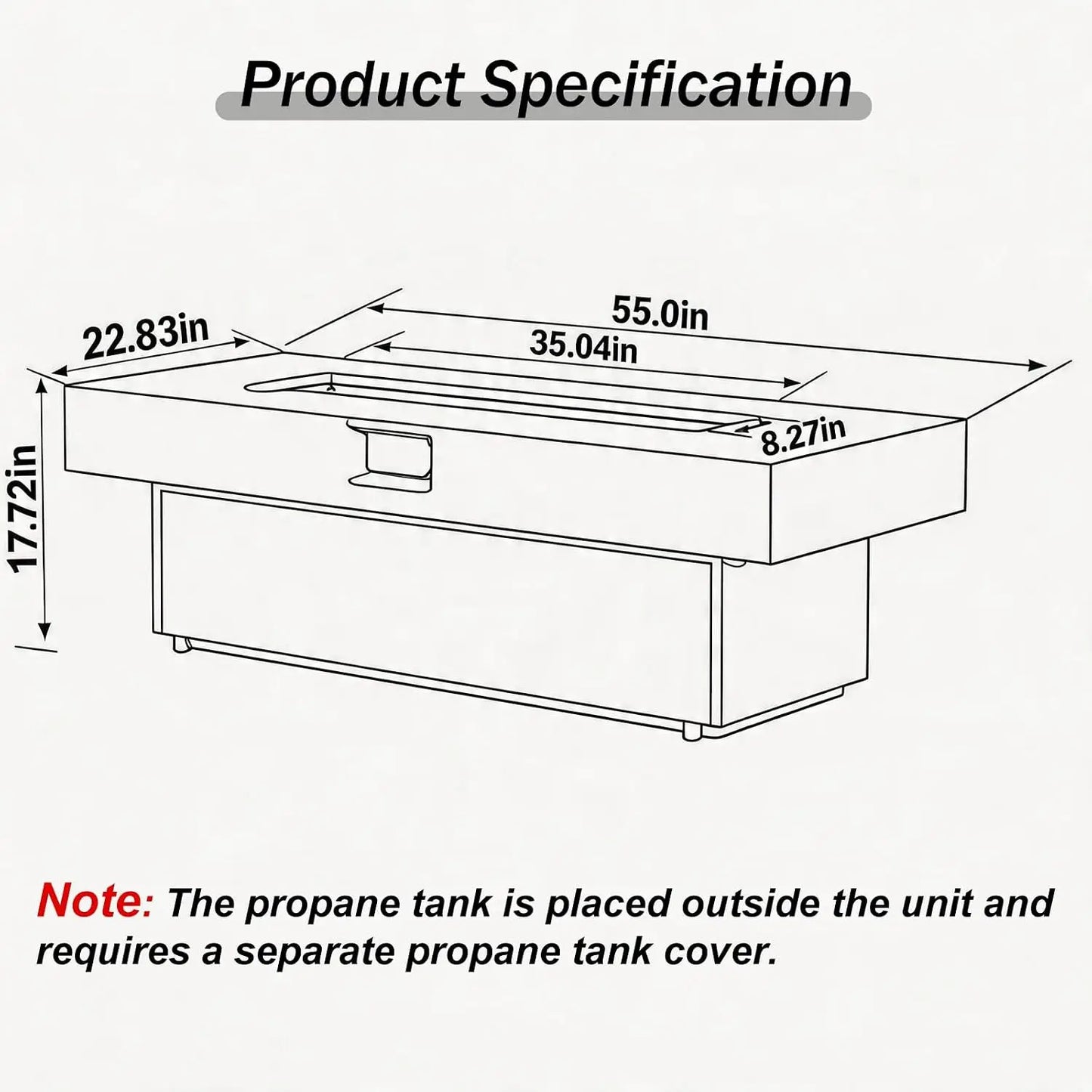 Outdoor Propane Fire Pit Table 50,000 BTU for Patio
