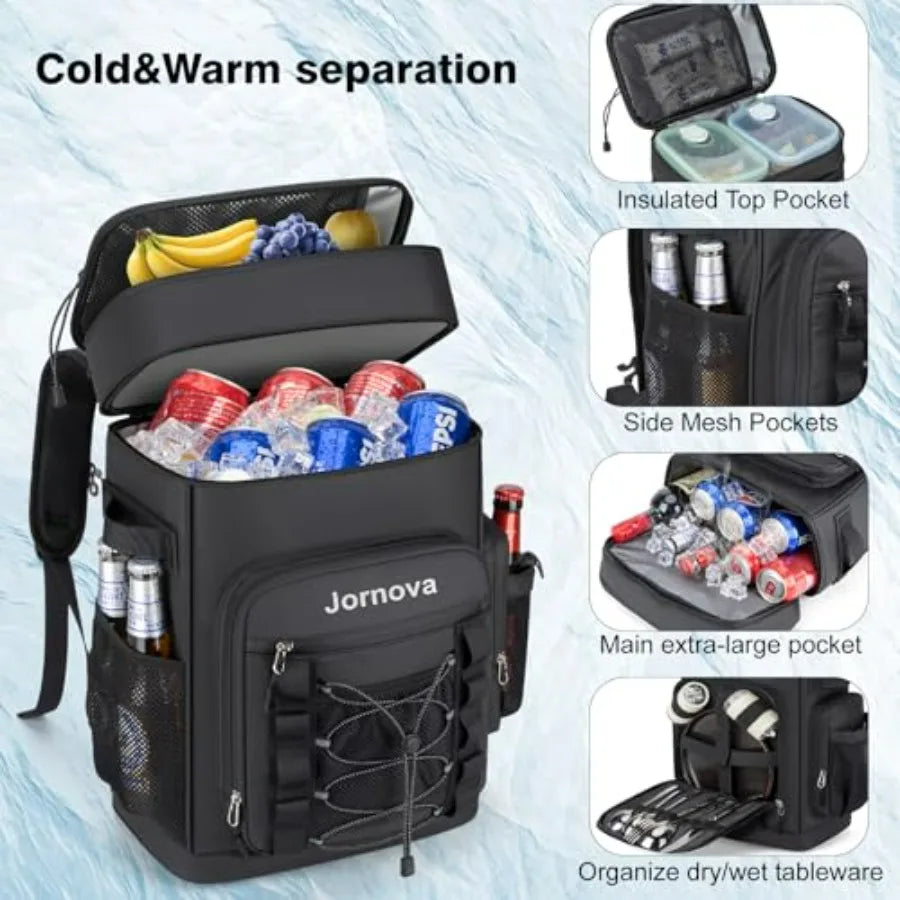 Insulated Cooler Backpack For Camping And Travel With Leakproof Compartments