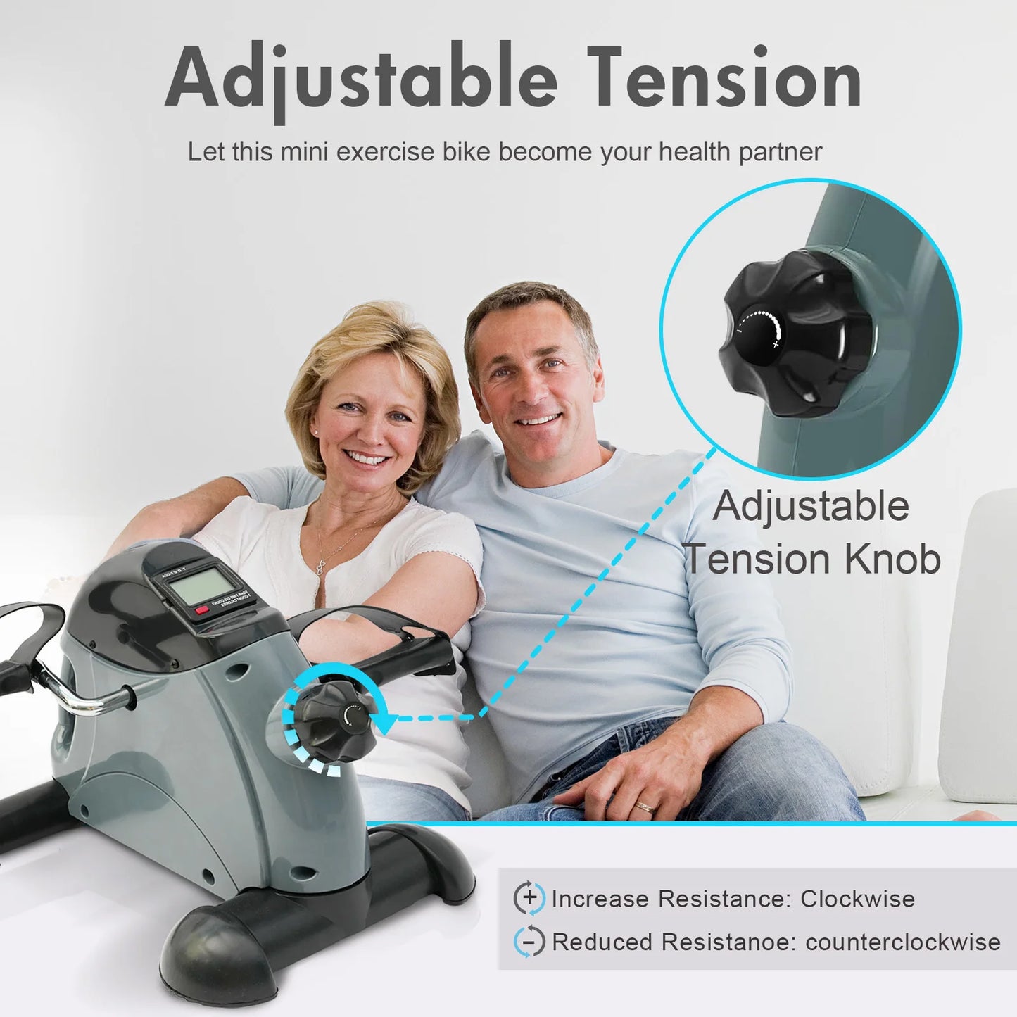 Mini Under Desk Pedal Exerciser Bike Multi-Function Motorized Digital With LCD Screen Display for Leg Arm and Knee for Elderly