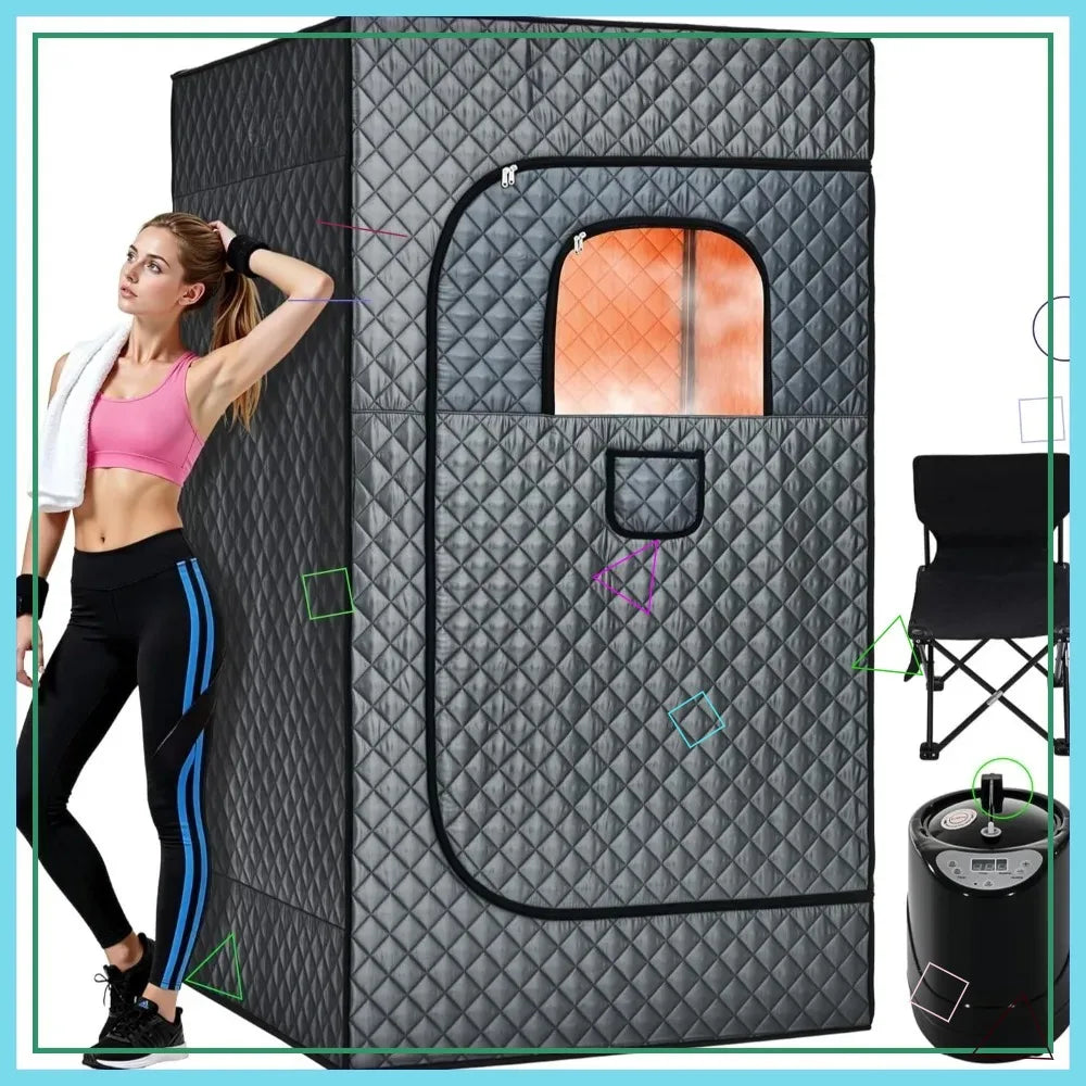 Portable Steam Sauna Tent With 1500W Steamer Remote Control