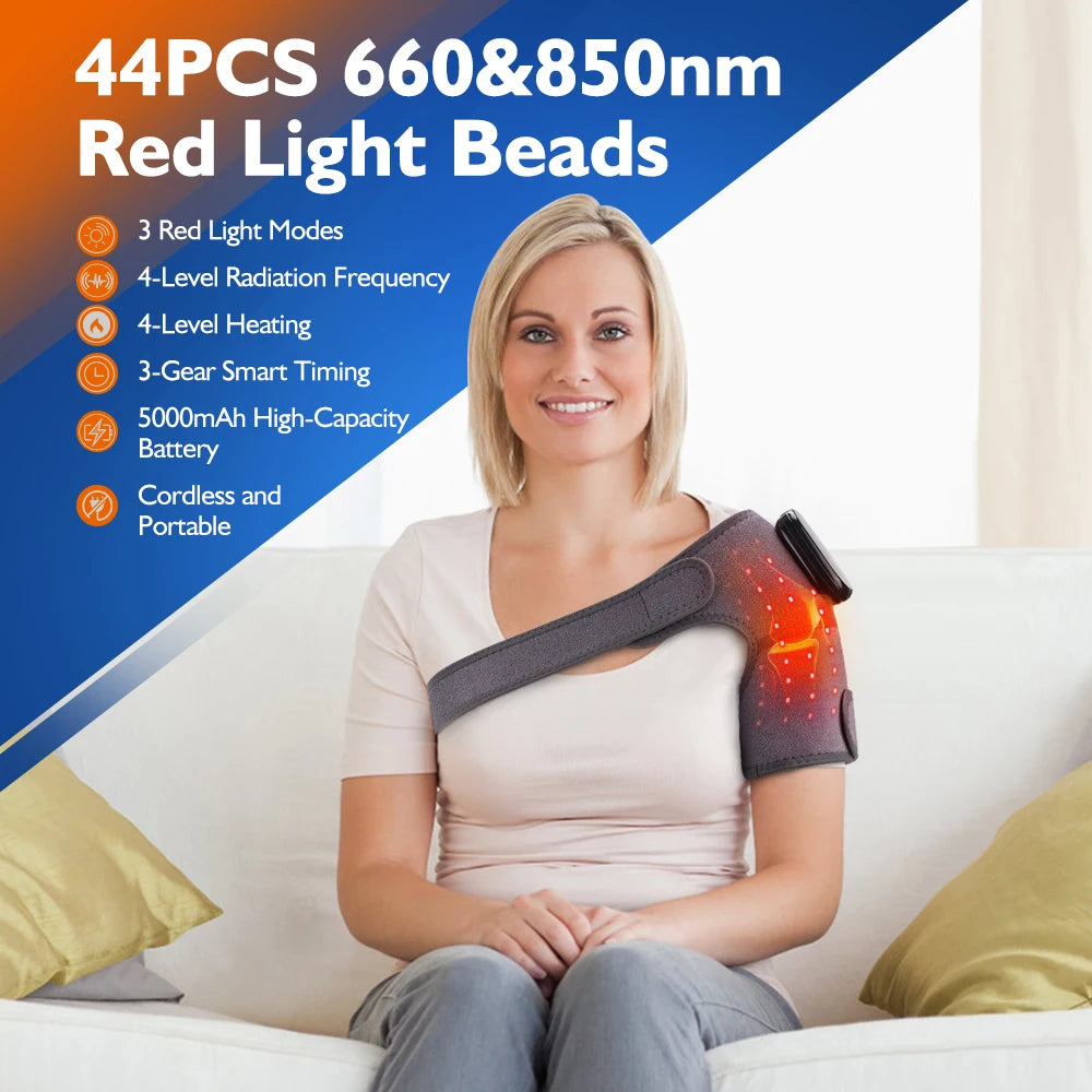 Red Light Knee Massager 660&850nm Shoulder Elbow Heating Massage Support Brace Rechargeable Muscle Relax Pad